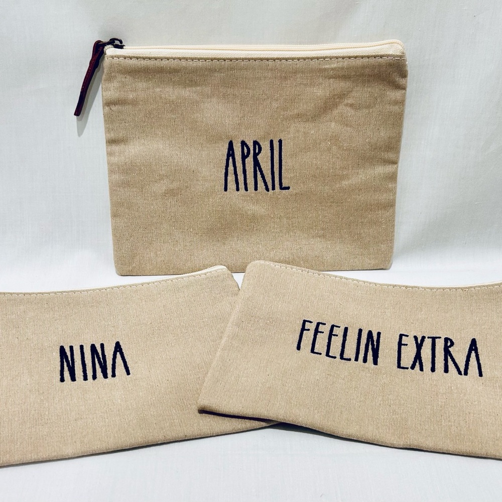 Personalized Jute Makeup Cosmetic Storage Bag Custom Embroidery